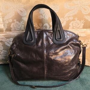 Laura Di Maggio Glazed Leather Convertible Bowler Bag, NWT, Italy